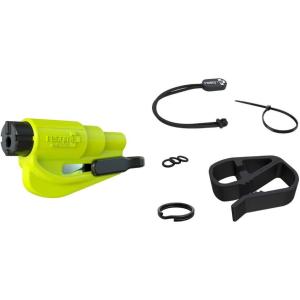 imageresqme Accessory Pack The Original Emergency Keychain Car Escape Tool 2in1 Seatbelt Cutter and Window Breaker Made in USA With Visor Clip Lanyard Keyring and Cable Tie  Yellow