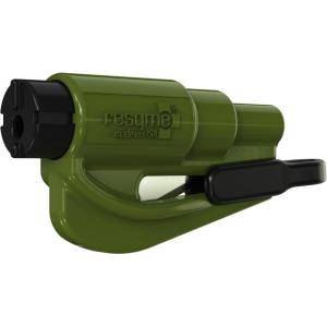 imageresqme The Original Emergency Keychain Car Escape Tool 2in1 Seatbelt Cutter and Window Breaker Made in USA Yellow  Compact Emergency HammerArmy Green