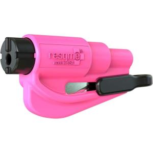 imageresqme The Original Emergency Keychain Car Escape Tool 2in1 Seatbelt Cutter and Window Breaker Made in USA Yellow  Compact Emergency HammerPink