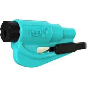 imageresqme The Original Emergency Keychain Car Escape Tool 2in1 Seatbelt Cutter and Window Breaker Made in USA Yellow  Compact Emergency HammerTeal
